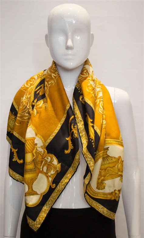 versace 100 silk scarf hand rolled 35 x 35|Versace silk scarf sale.